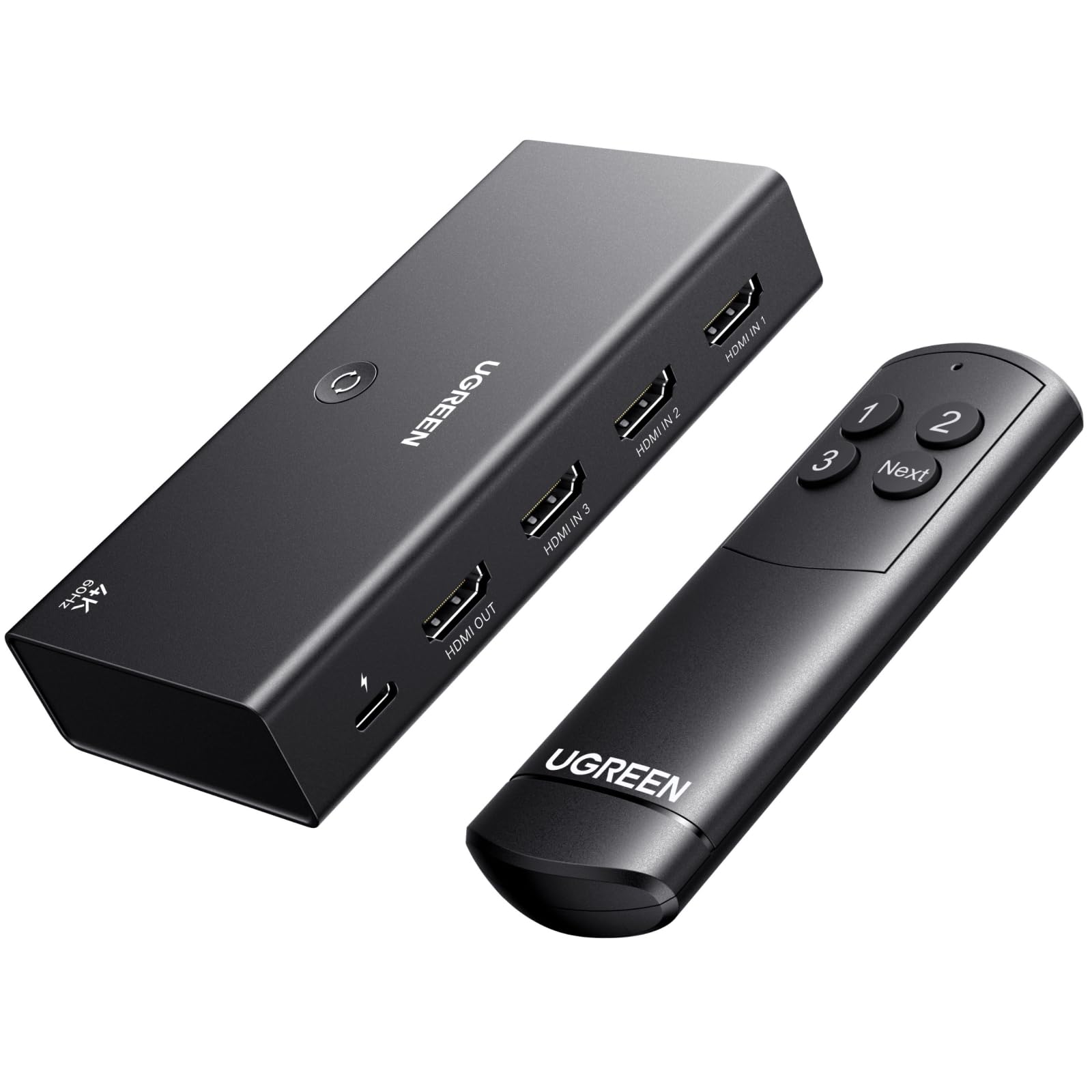 k出品 UGREEN HDMI切り替え器 3入力1出力 4K@60Hz リモコン付き